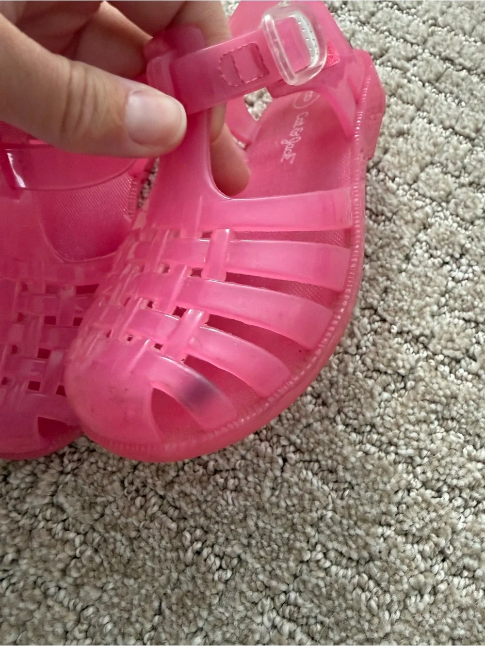 Cat & Jack Bright Pink Jelly Sandals with Ankle Strap